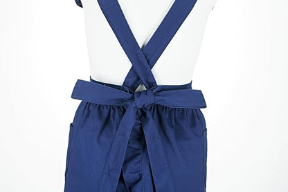 Hyzrz Retro Adjustable Ruffle Aprons with Pockets for Women Girls Vintage Cross Back Pinafore Dress Maid Costume Apron