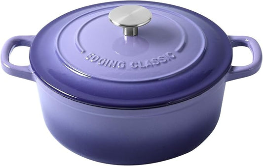 EDGING CASTING Enameled Cast Iron Duch Oven, 5.5 Quart Round Dutch Ovens Pot with Lid, Dual Handle for Bread Baking, Purple by EDGINGCOOKWARE