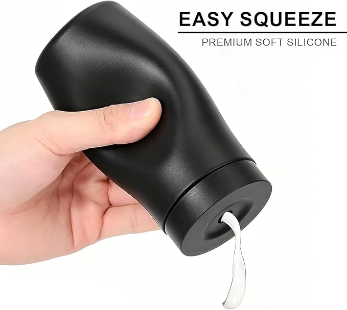 Silicone Dish Soap Dispenser, 8 Oz Refillable Squeeze Bottle, Leakproof for Kitchen Sink, Black - Image 3