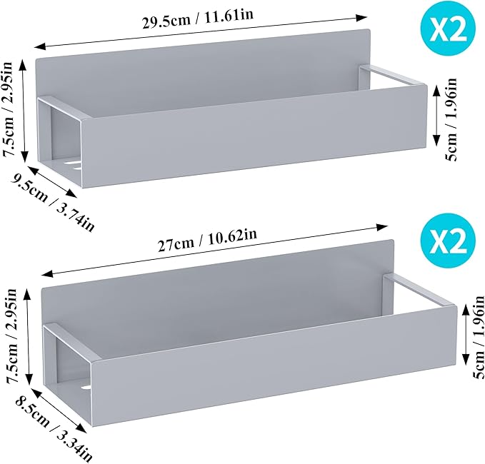 HuggieGems 4 Pack Magnetic Spice Storage Rack Organizer for Refrigerator and Oven, Gray Fridge Organizers and Storage - Image 7