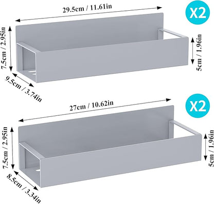 HuggieGems 4 Pack Magnetic Spice Storage Rack Organizer for Refrigerator and Oven, Gray Fridge Organizers and Storage - Image 7