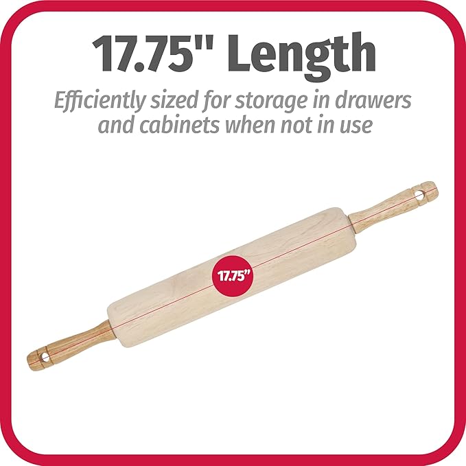 GoodCook Classic Wooden Rolling Pin with Easy Roll Bearings - Image 7