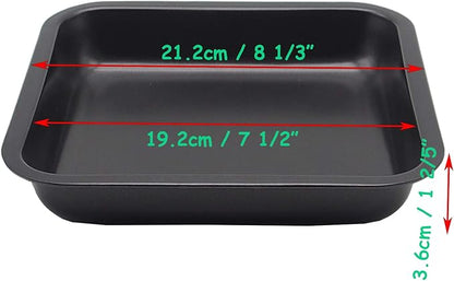 2pcs Mini Baking Pans 8 X 8 Inch (Inner 7.5 X 7.5) Square Cake Pan Bread Pan Nonstick Heavy Carbon Steel Bakeware