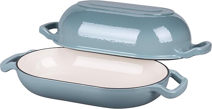 VORRINGARD Enameled Cast Iron Sourdough Bread Oven, Dutch Oven, Loaf Cast Iron Bread Pan for Homemade Bread Baking, Meatloaf Pan with Lid, 5QT, Sea Salt - Image 5