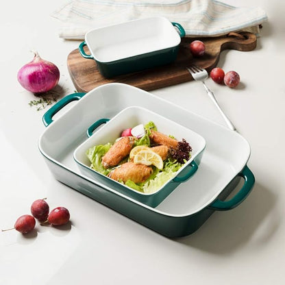 Sweejar Ceramic Bakeware Set, Rectangular Baking Dish for Cooking, Kitchen, Cake Dinner, Banquet and Daily Use, Casserole Dishes for Oven Porcelain Baking Pans (Jade) - Image 4