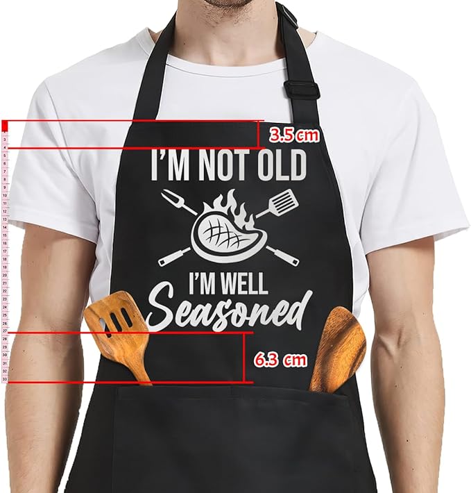 SANDJEST Funny Mens Aprons with Pockets for BBQ Grilling Cooking Grandpa Husband Apron for Birthday Christmas Father's Day