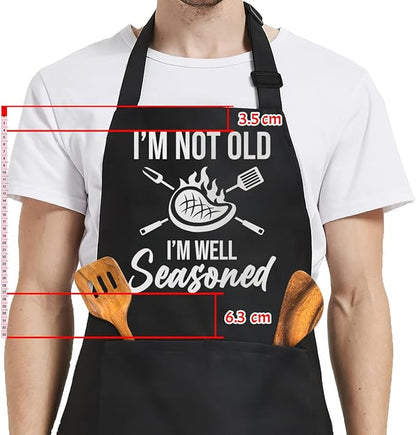 SANDJEST Funny Mens Aprons with Pockets for BBQ Grilling Cooking Grandpa Husband Apron for Birthday Christmas Father's Day