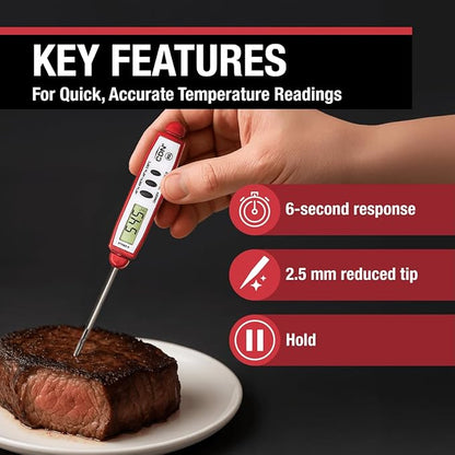 CDN ProAccurate® Instant Read Digital Pocket Thermometer with 2.75" Stainless Steel Tip for Accurate Temperature Measurement, Red (DT450X-R) - Image 2
