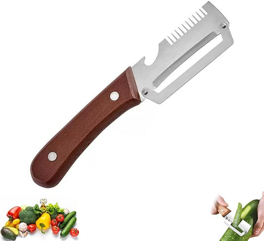 Vegetable Wooden Peeler for Kitchen Tool,Premium 2-in-1 Multifunctional Fruit & Vegetable Peeler with Built-in Bottle Opener, Ideal for All Fruits and Vegetables Needing Peeling (B-1PC) by NLWF