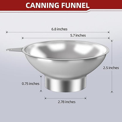 Canning Funnel with Strainer - Wide Mouth Stainless Steel Kitchen Funnel for Mason Jars, Transferring Liquids, Dry Ingredients, Canning & Preserves - Image 5