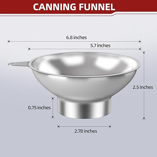 Serinar Stainless Steel Metal Canning Funnel with Removable Strainer - for Jams, Pickles and Home Preserving, Dishwasher Safe Kitchen Tool (2.78 Inch Wide Mouth Bore for Wide Mouth Mason Jars) - Image 2