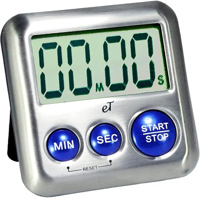 Elegant Digital Kitchen Timer Stainless Steel - Plumberry - Strong Magnetic Back - Kickstand - Loud Alarm - Large Display - Auto Memory - Auto Shut-Off - Model eT-24 (Plumberry) by eTradewinds by eTradewinds