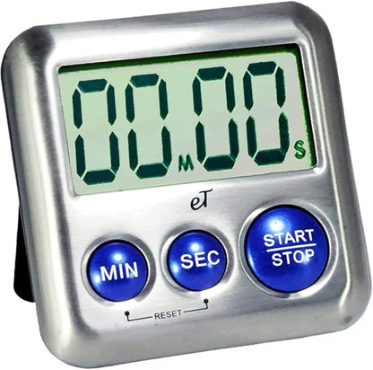 Elegant Digital Kitchen Timer Stainless Steel - Plumberry - Strong Magnetic Back - Kickstand - Loud Alarm - Large Display - Auto Memory - Auto Shut-Off - Model eT-24 (Plumberry) by eTradewinds by eTradewinds