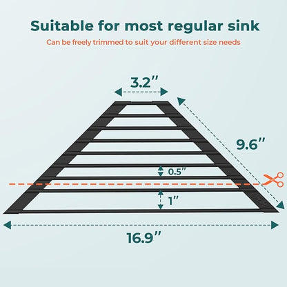 Corner Sink Caddy, Ohuhu Sponge Holder for Kitchen Sink Organizer Silicone Wrapped Steel Anti Slip Rust Triangle Over the Sink Dish Drying Rack for Sink Corner Multipurpose Drainer Trivet Space-Saving - Image 3