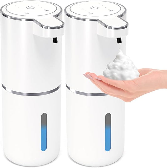 2 Pack Automatic Foaming Soap Dispenser,Touchless Foam Soap Dispenser,12.8oz Rechargeabled Wall Mounted Smart for Bathroom and Kitchen Dish Soap,Easy for Toddlers(White) by MTYGK