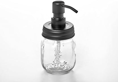 Petite 12oz Mason Jar Soap and/or Lotion Dispenser with Gloss Black Soap Dispenser Pump and Non Slip Coaster for Hand Sanitizer, Liquid Soap or Hand/Body Lotion (Gloss Black, Single 12oz)