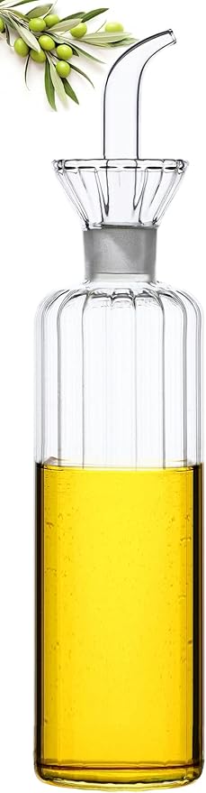HAIZEEN 16 oz/480ml Non-Drip Olive Oil Dispenser Bottle 100% Glass Oil Carafe Decanter for Kitchen Oil & Vinegar Cruet for Cooking & BBQ by CareforYourHealth