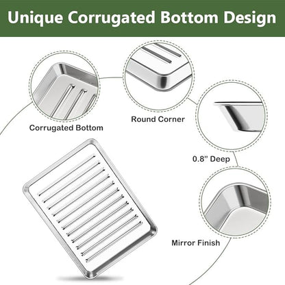 ROTTAY Small Baking Sheet Pan with Wire Rack Set [2 Pans + 2 Racks], 1/8 Stainless Steel Cookie Sheets for Oven, Warp Resistant & Heavy Duty & Rust Free, Size 9 x 7 x 1 Inches - Image 4