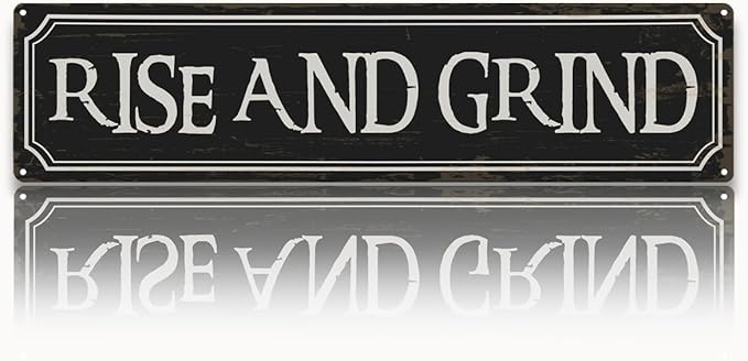 Coffee Decor Signs, Rise and Grind Sign, Retro Metal Tin Sign, Coffee Home Decor for Kitchen, Cafe Decoration, Coffees Station Decors, Decorative Metal Wall Signs 15.8x4 Inches by Unknown