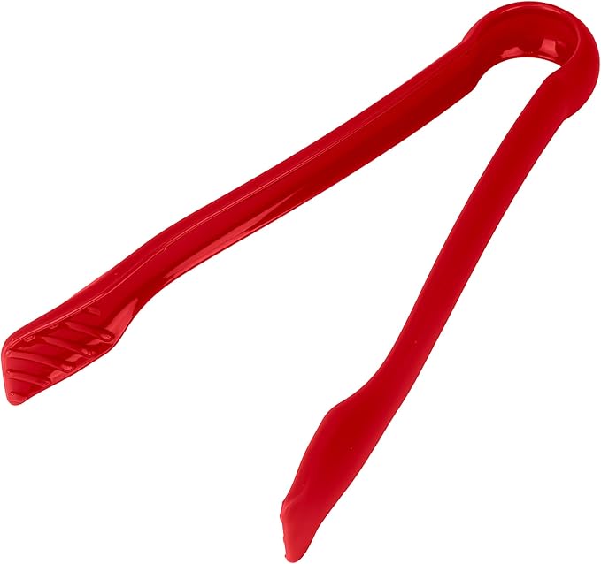DecorRack 3 Pcs 6” x 8” x 10” Multi Colored Plastic Tong Set, 3 Pack Durable BPA-Free Quality Heavy Duty Perfect for BBQ, Grilling, Salad, Buffets and Kitchen (Pink, Red)