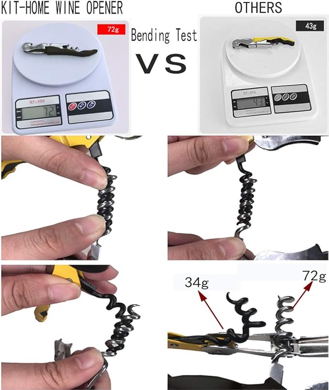 Professional Waiter Corkscrew Wine Openers Set, Heavy Duty Stainless Steel Hinges Wine Key for Restaurant Waiters, Sommelier, Bartenders - Image 4