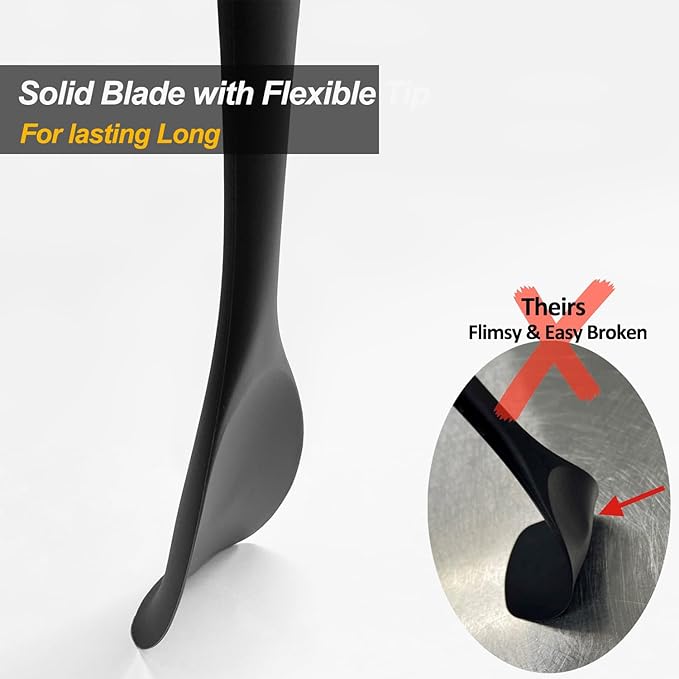 Upgrade Silicone Spatula Spoon Set,VOVOLY Heat Resistant Rubber Spoonula, Seamless Non-Stick Flexible Scrapers for Baking Mixing Tool,3 Pack, Black - Image 7