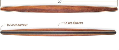 Earlywood French Rolling Pin - Tapered Wooden Rolling Pin for Baking Pizza, Pastry Dough or Pasta - Hard Wood Roller Baking Pin Made in USA, By Earlywood -Jatoba, Maple, Mexican Ebony,Multicolor