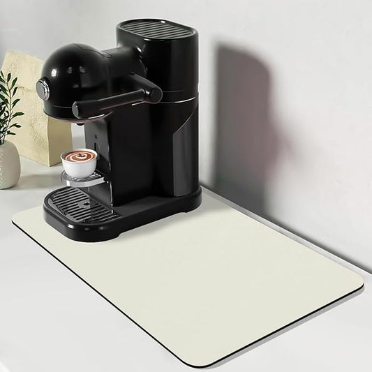 Bloss Coffee Mat, Super Absorbent Dish Drying Mat, Coffee Bar Mat, Kitchen Counter Mat, Hide Stain Rubber Backed Dish Drying Pad(12.2"x19.7", Off White) by Bloss
