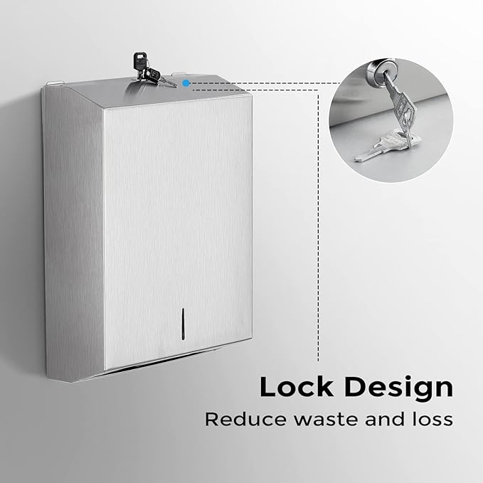 Paper Towel Dispenser Wall Mount - Multifold Trifold Paper Towel Dispensers, Large Capacity Stainless Steel Tissue Holder, Suitable for Bathrooms and Public Places - Image 4