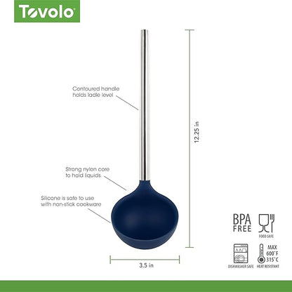 Tovolo Silicone Ladle With Stainless Steel Handle Deep Soup Ladle for Cooking Canning Serving Soup Punch Stew Sauce, Large Kitchen Utensil Spoon Dishwasher Safe BPA Free Silicone Deep Indigo - Image 6