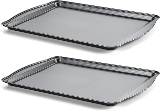 Baking Sheet Set of 2-17" x 11" x 0.5" Carbon Steel Cookie Sheet for Baking, Nonstick Baking Pan with Dual Handles, Rust & Warp Resistant, Perfect for Baking, Roasting, and More by Gymdin