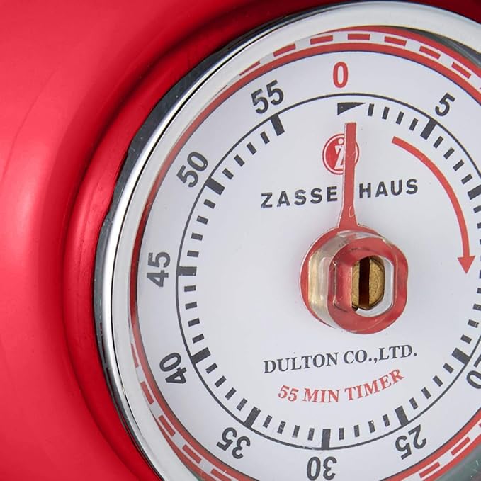 Zassenhaus Magnetic Retro Kitchen Timer, Classic Mechanical Cooking Timer (Red), 2.75-Inch - Image 3