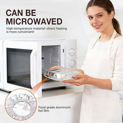 2026 New Reusable Aluminum Foil Food Covers, Pop Up Tin Foil Food Insulation Cover, Heat Shield Lids for Refrigerator Storage Leftover Food And Meal Preparation Fits Containers (30) - Image 3