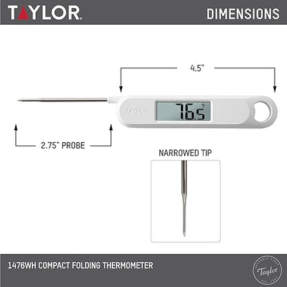 Taylor Folding Stem Display Food Instant Read Digital Thermometer, 0.7 Inch LCD Readout, White (1476WH) - Image 3