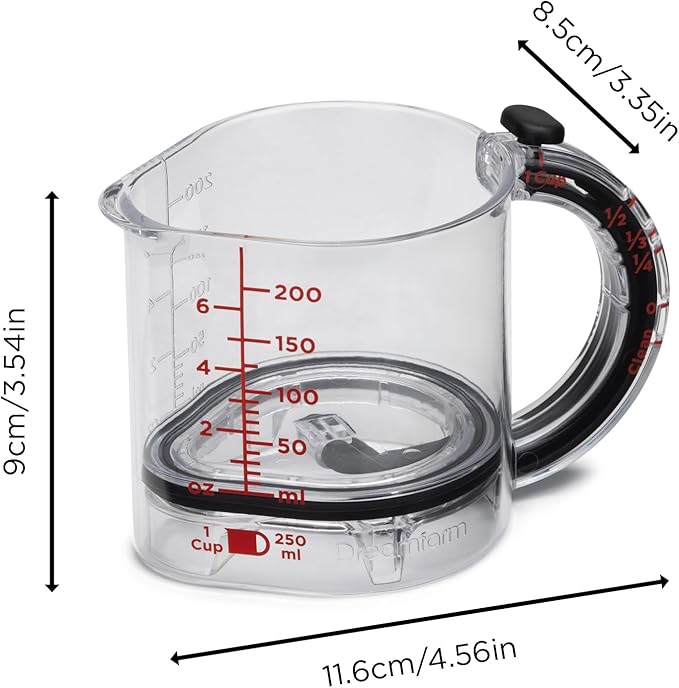 Dreamfarm Upcup All-in-1 Adjustable Measuring Cup, Metric & Imperial Measurements up to 1 Cup - Black/Clear - Image 2
