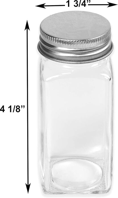 Simple Houseware Spice Jars 4 Ounce Square Glass Bottles with Shaker Lids, Funnel and Labels for Seasoning & Storage, 24 Pack - Image 4