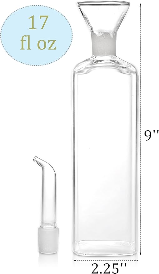 Yesland 2 Pack Olive Oil Bottle - 17 Oz Glass Oil Dispenser Vinegar Cruet - Oil Carafe Decanter with Spout for Kitchen, BBQ, Cooking, Syrup - Image 2