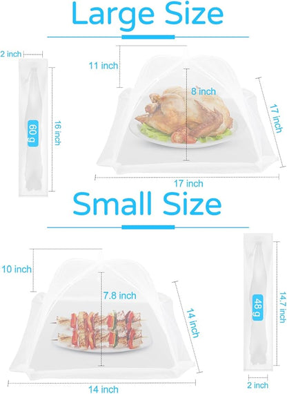 4-Pack Food Cover Mesh Food Tent for Kitchen and Outdoor Use,2 x 17-inch & 2 x 14-inch Pop-Up Screen Tents to Protect Plants Plastic,Collapsible Reusable Covers for BBQ,Fruit Baskets, Parties, Camping - Image 7