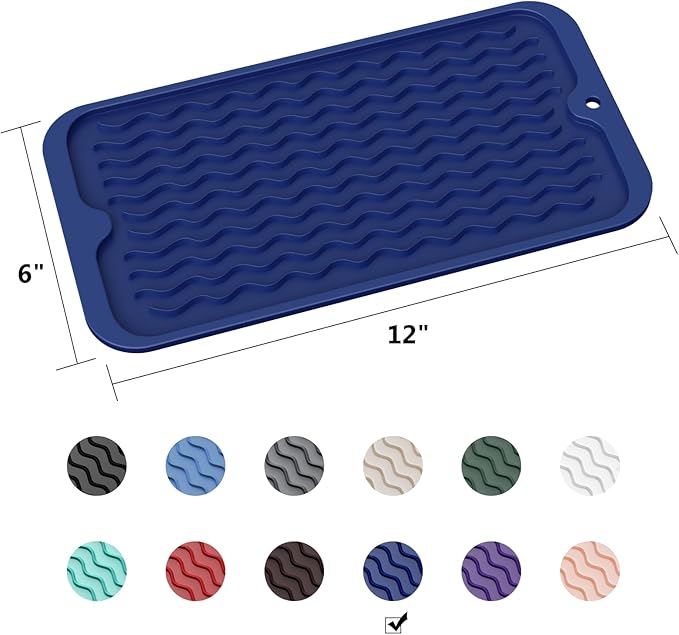 ZLR Silicone Sponge Holder & Sink Caddy Tray (6" x 12") - Narrow Dish Drying Mat for Kitchen Counter - Waterproof Soap Dispenser Organizer, Non-Slip Bathroom Vanity Tray (Midnight Blue) - Image 6