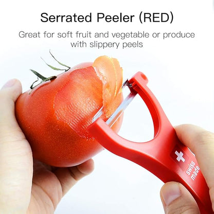 Original Swiss Made Peeler Vegetable&Fruits stainless steel blade Peeler for kitchen (RED-Soft skin Peeler)