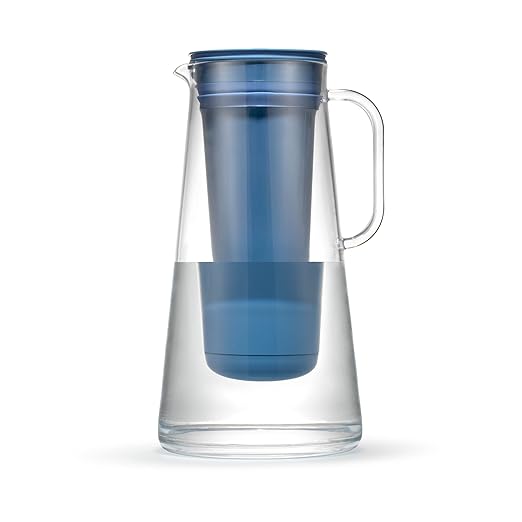 LifeStraw Home – Water Filter Pitcher, 10-Cup, Stormy Blue, BPA Free Designed for Everyday Protection Against Bacteria, parasites, microplastics, Lead, Mercury, PFAS and a Variety of Chemicals by LifeStraw