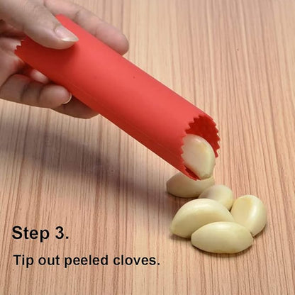 2 Set Silicone Garlic Peeler Easy Roller Tube Useful Garlic Odorfree Kitchen Tool (Red,Yellow) - Image 7