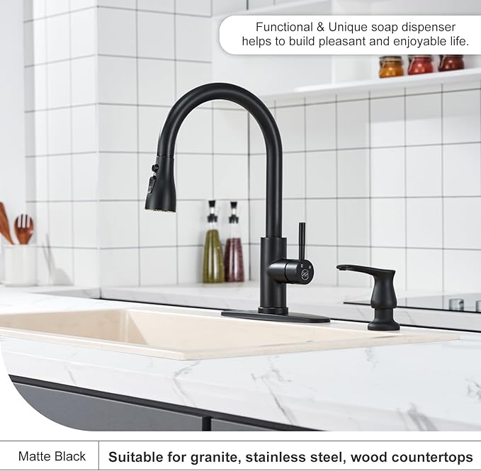 GAGALIFE Kitchen Sink Soap Dispenser Matte Black, Under Sink Soap Dispenser with 40" Silicone Extension Tube Kit,Say Goodbye to Frequent Refills - Image 3