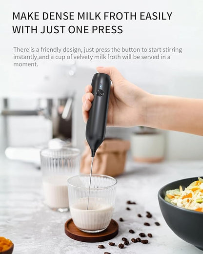 CIRCLE JOY Rechargeable Milk Frother Handheld with Stand, Double Coil Whisk Coffee Frother Wand Drink Mixer for Coffee, Cappuccino, Lattes, Frappe, Matcha and Hot Chocolate, Black - Image 5