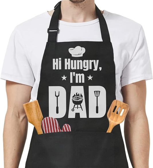 SANDJEST Funny Mens Aprons with Pockets for BBQ Grilling Cooking Grandpa Husband Apron for Birthday Christmas Father's Day