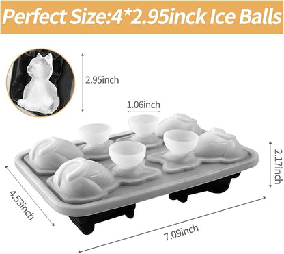 3D Cat Ice Cube Mold-JLMIH Fun Shapes Silicone Molds Tray with Funnel for Whiskey, Cocktail, Drink, Bar Gifts for Cat Lovers Women Men