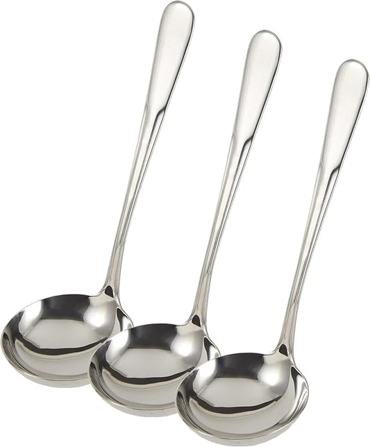 RSVP International Endurance Flatware Collection Stainless Steel, Dishwasher Safe, Gravy Ladle (Pack of 3)