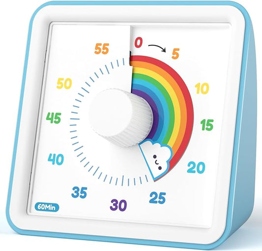 LIORQUE 60 Minute Visual Timer for Kids, Visual Countdown Timer for Classroom Office Kitchen with 'Rainbow' Pattern Design, Pomodoro Timer with Silent Operation (Batteries Included) by LIORQUEProducts