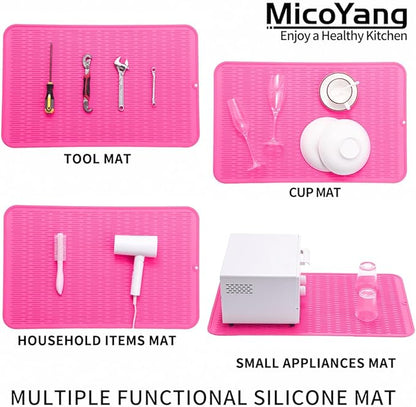 MicoYang Silicone Dish Drying Mat for Multiple Usage,Easy clean,Eco-friendly,Heat-resistant Silicone Mat for Kitchen Counter or Sink,Refrigerator or Drawer Liner Rose 3XL 28 inches x 18 inches - Image 4