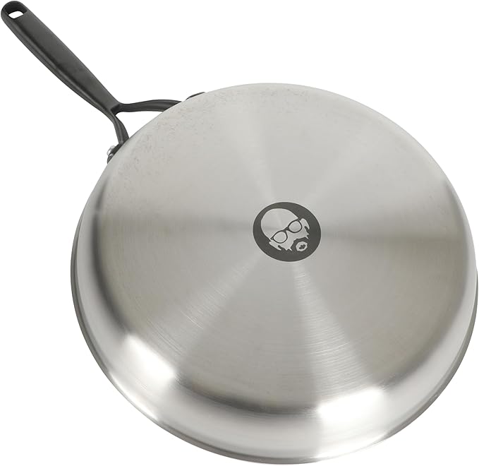 Babish 12-Inch Tri-Ply Stainless Steel Frying Pan with Lid & Black Handle – Professional Grade Skillet for Searing, Sautéing & Even Heat Cooking - Image 5